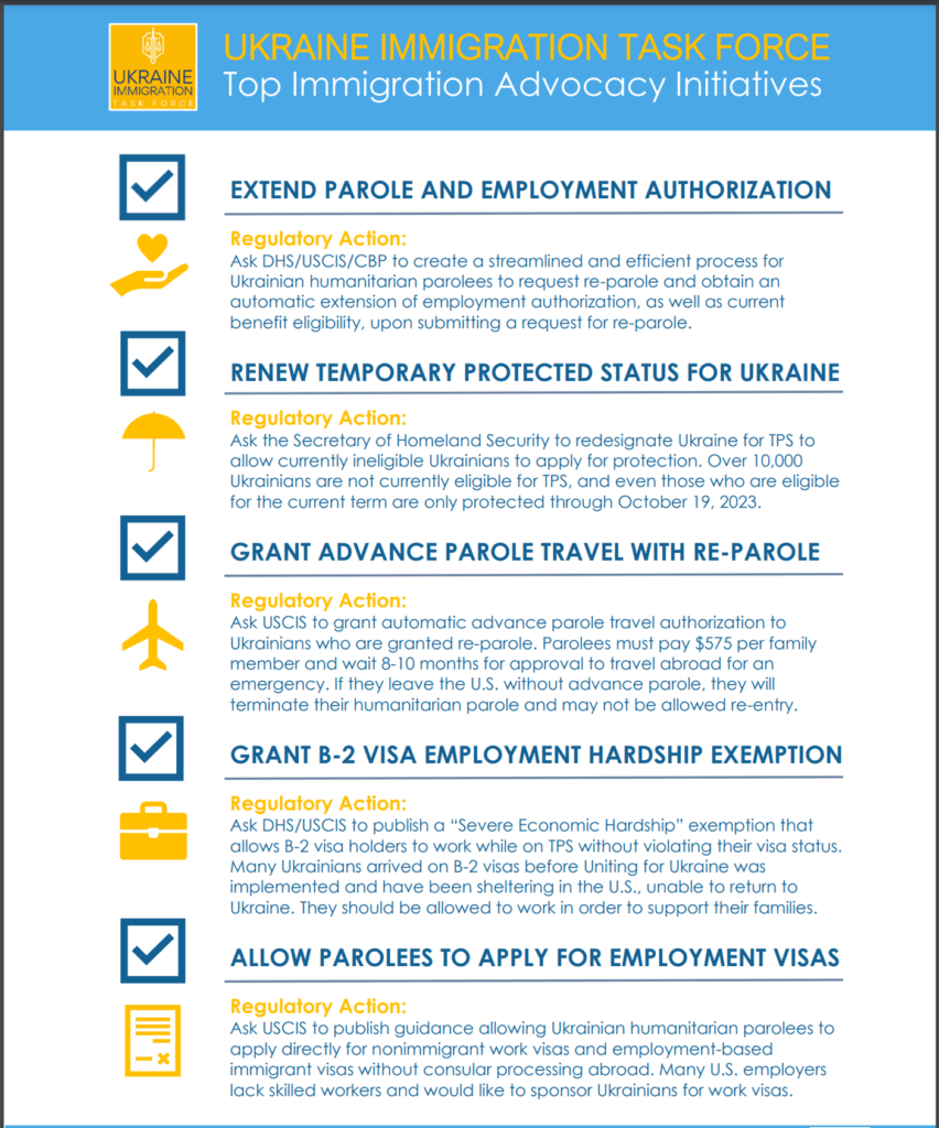 Our Top Advocacy Initiatives – Ukraine Immigration Task Force